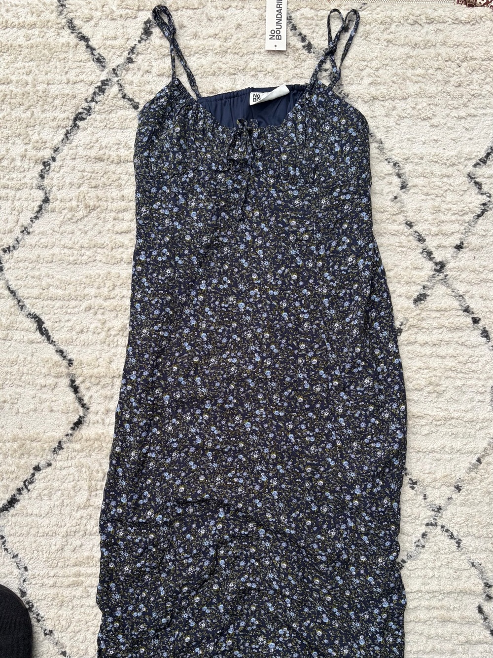 No Boundaries Navy Blue Floral Maxi Slip Dress